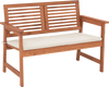 2-Person Solid Wood Patio Bench with Backrest and Cushion