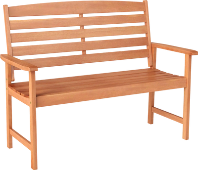 Costway 2-Person Wooden Garden Bench Slatted Backrest Armrests 124697583 New
