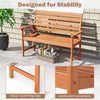2-person wooden garden bench with slatted backrest, sturdy legs, and comfortable armrests, ideal for outdoor relaxation.