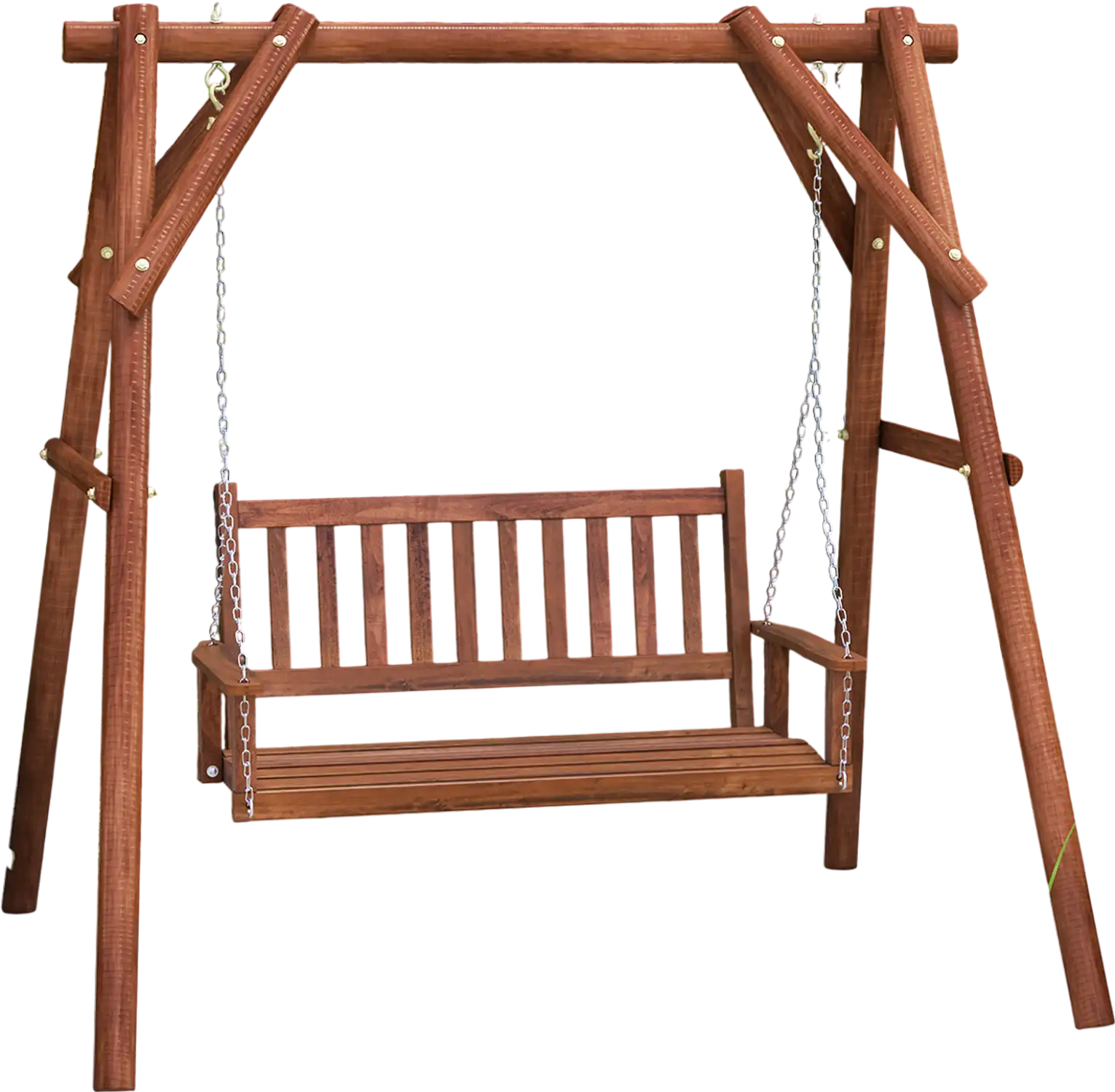 Costway 2-Person Wooden Outdoor Porch Swing 500 lbs Brown 25793461 New