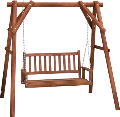 Costway 2-Person Wooden Outdoor Porch Swing 500 lbs Brown 25793461 New