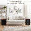 Elegant round acacia wood coffee table in walnut finish, featuring a modern design for living room and home office use.