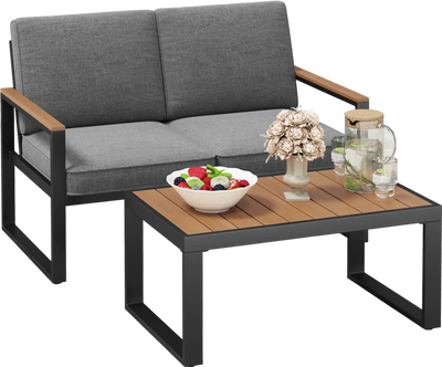 Costway 2-Piece Patio Aluminum Furniture Set Gray 263451978 New