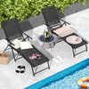 2 Piece Patio Folding Chaise Lounge Chairs Recliner with 6-Level Backrest-Black - Gallery View 1 of 10