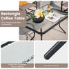 Rectangle coffee table with ripple-like tempered glass tabletop and anti-slip footpads, perfect for outdoor relaxation.