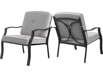 Costway 2-Pc Patio Metal Dining Chairs w/ Seat & Back Cushions 83592674 New