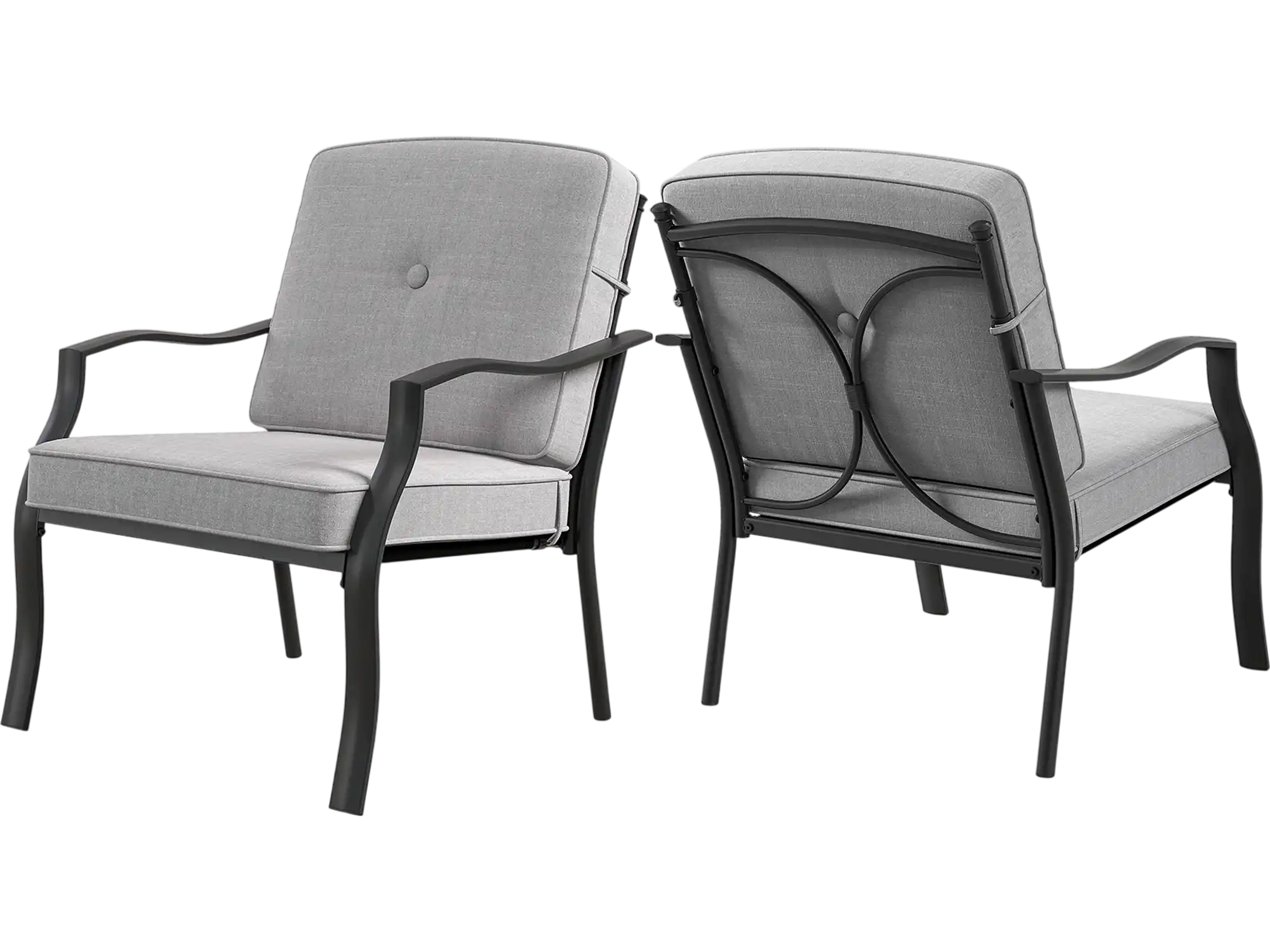 Costway 2-Piece Patio Metal Dining Chairs w/ Seat & Back Cushions 83592674 New