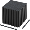 Black rubber top exercise mat with interlocking system, 0.55 inch thick, provides 70 sq ft of cushioned support for workouts.