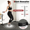 Cushioned 0.55 inch thick rubber top exercise mat provides noise reduction and joint protection for home gym workouts.