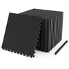 2 Pieces 0.55 inch Thick Rubber Top Exercise Mat 70 Sq Ft with Boarders-Black - Gallery View 1 of 3