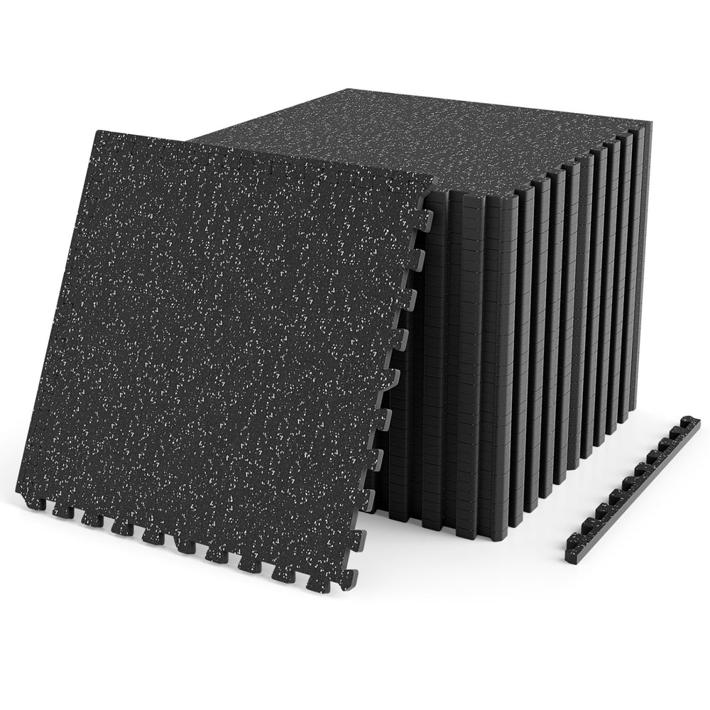 2 Pieces 0.55 inch Thick Rubber Top Exercise Mat 70 Sq Ft with Boarders-Gray - Gallery View 1 of 3