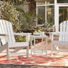 Adirondack outdoor side table in white, featuring a large tabletop and weather-resistant design for patio or garden use.