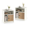 Set of two 25-inch tall white nightstands with door and open shelves, perfect for bedroom or living room storage.