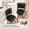 Set of 2 gray wooden swivel bar stools with PVC cushioned seats, featuring a panel back design for comfort and style.