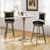 Two 29-inch gray wooden swivel bar stools with PVC cushioned seats, perfect for kitchen or dining areas.