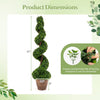 Green boxwood spiral tree set, 47 inches tall with a 9.5-inch cement base, ideal for indoor and outdoor decoration.