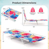 5-position adjustable beach recliner with pink floral design, foldable metal frame, ideal for camping or poolside use.