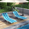 2 Pieces 5-position Lay Flat Beach Recliner with Carry Strap and Metal Frame-Blue - Gallery View 1 of 10