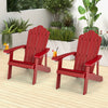 2 Pieces Adirondack Chair Set with Ergonomic Design for Porch and Backyard-Red - Gallery View 1 of 11