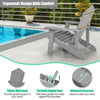 Adirondack chair set in silver with ergonomic design, featuring a tilting high back and widened armrests for comfort.