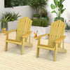 2 Pieces Adirondack Chair Set with Ergonomic Design for Porch and Backyard-Yellow - Gallery View 1 of 11
