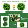 Artificial lavender topiary balls with gradient green leaves, easy to assemble, perfect for indoor or outdoor decor.