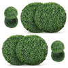Two pieces of 16/20 inches artificial boxwood topiary balls with lush green leaves for patio and garden decoration.