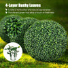 Artificial boxwood topiary balls with 4-layer lush leaves, vibrant green for patio or garden decoration.