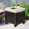 2 Pieces Patio Rattan Ottoman Set with Removable Cushions-Beige - Gallery View 1 of 10