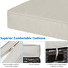 Close-up of the beige cushion with zipper for the 2-piece patio rattan ottoman set, featuring removable and washable.