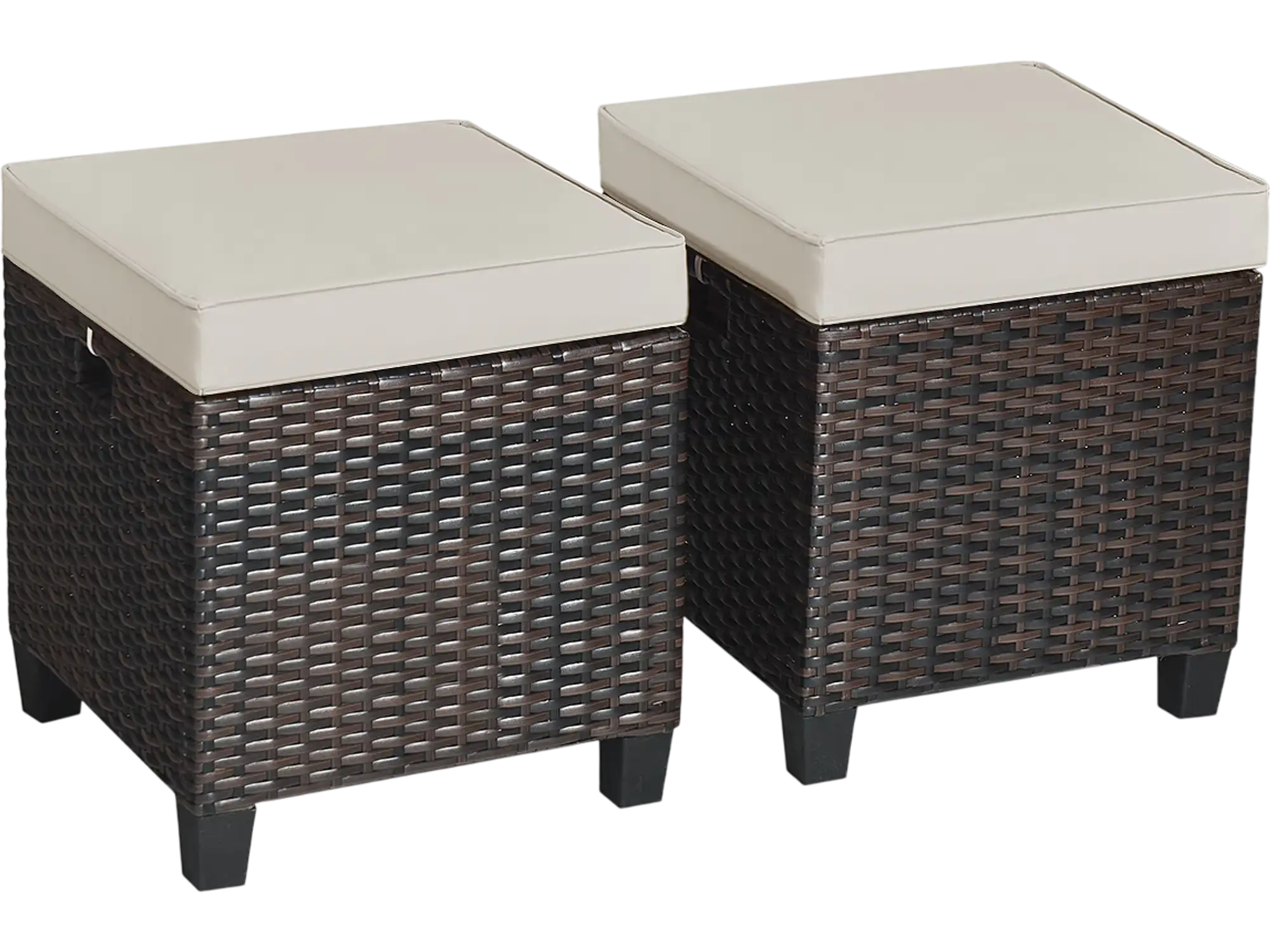 Costway Patio Rattan Ottomans w/ Removable Cushions 2-Pc Set 87142530 New