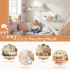 Floating cloud shelves in white for kids' rooms, perfect for organizing books and toys in a cozy reading nook.