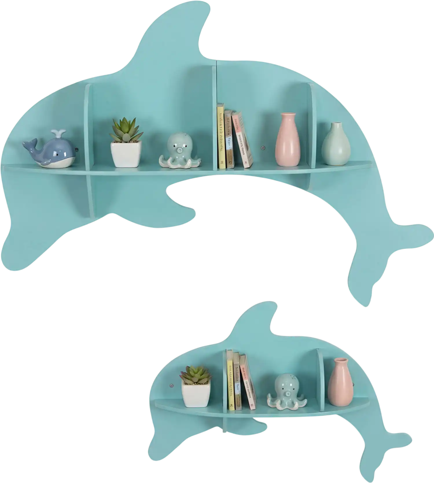 Costway Floating Dolphin Wall Mounted Kids Storage Display Shelves 70488020 New