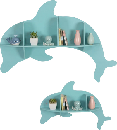 Costway Floating Dolphin Wall Mounted Storage Display Shelves 70488020 New