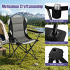Folding camping chair set in black features a built-in cup holder, breathable mesh, and sturdy X-shaped frame for comfort.