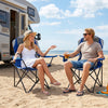2 Pieces Folding Camping Chairs for Adults with Cup Holders-Navy - Gallery View 1 of 10