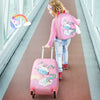 Kids' 18-inch luggage set with cute unicorn design, featuring a matching 12-inch backpack, perfect for travel and.