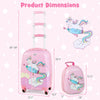 Kids luggage set featuring an 18-inch suitcase and 12-inch backpack with a cute unicorn design, perfect for travel.
