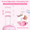 Adjustable telescoping rod of pink kids luggage set, suitable for different heights, featuring a cute unicorn design.
