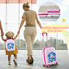 Kids carry-on luggage set featuring a pink suitcase and 12-inch backpack, ideal for travel and outdoor activities.