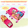 Kids carry-on luggage set featuring a large capacity, zippered storage pocket, and 360° wheels for easy transport.