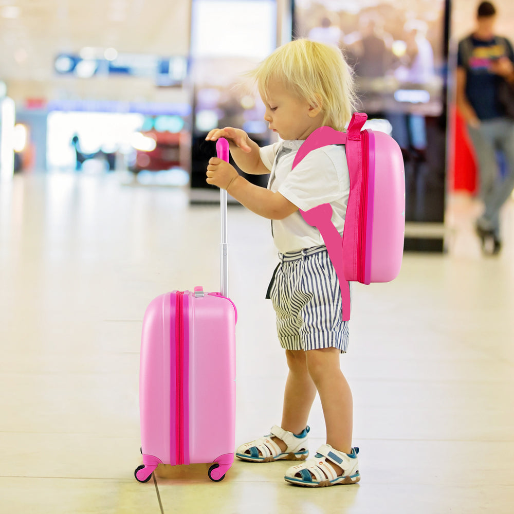 2 Pieces Kids Carry-on Luggage Set with 12 Inch Backpack-White - Gallery View 1 of 10
