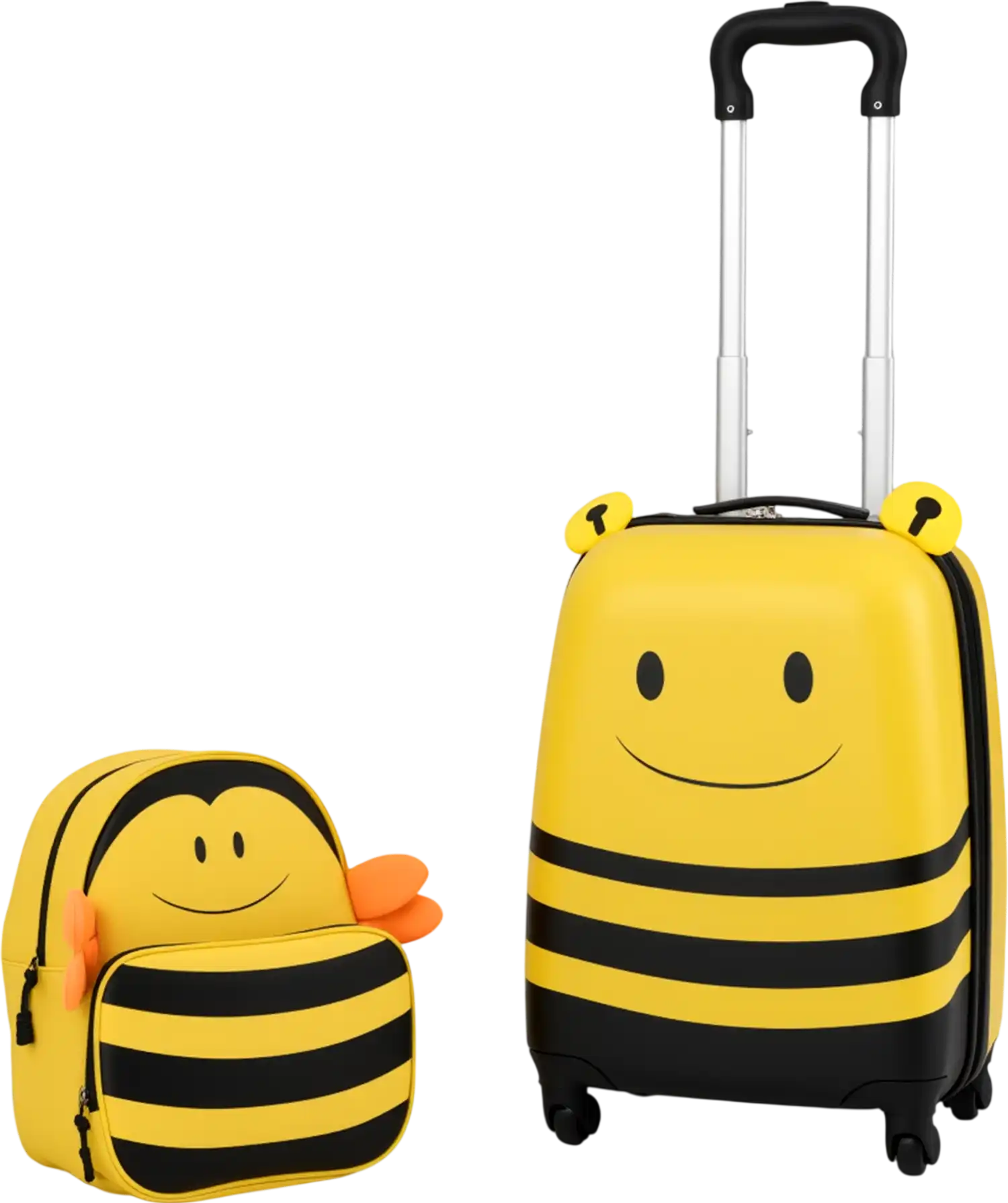 Costway 2-Piece Kids Luggage Set on Wheels Anti-Lose Rope Retractable Rod 55672326 New