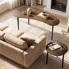 Elegant walnut nesting tables with rubber wood legs, showcasing rounded edges for added safety and stylish organization.