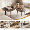 Mid-century nesting tables in walnut with rubber wood legs, perfect for versatile use in living rooms or bedrooms.