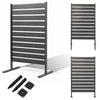 Freestanding outdoor privacy screen fence in gray with slatted design, ideal for backyard, patio, or poolside use.