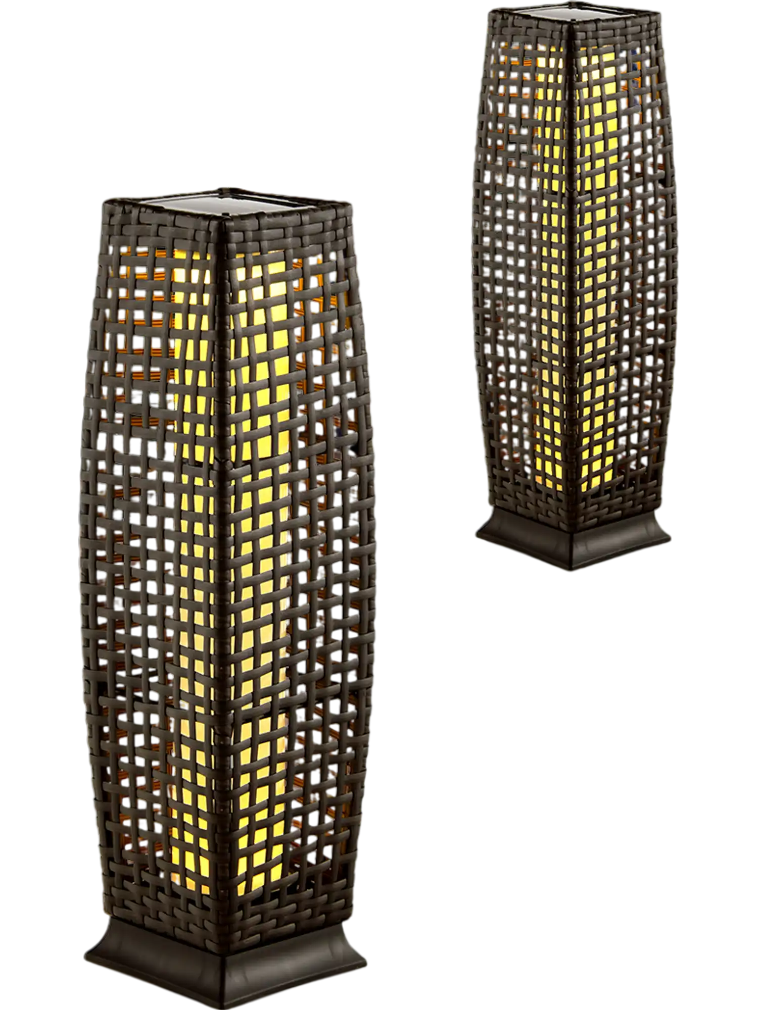 Costway Solar-Powered Wicker Floor Table Lamps Auto LED Light Brown 2-Pc 89571263 New
