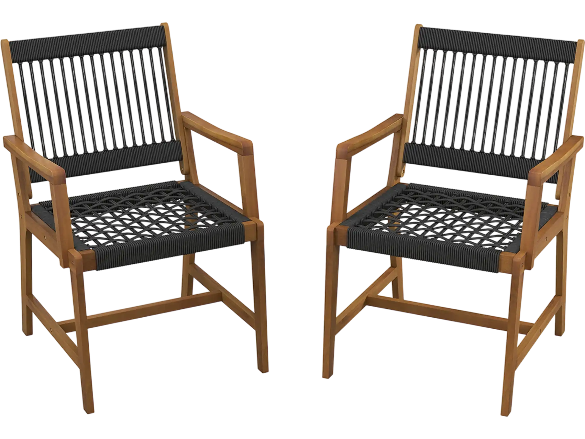 Costway Set of 2 Patio Acacia Wood Dining Chairs w/ Armrests 38751294 New