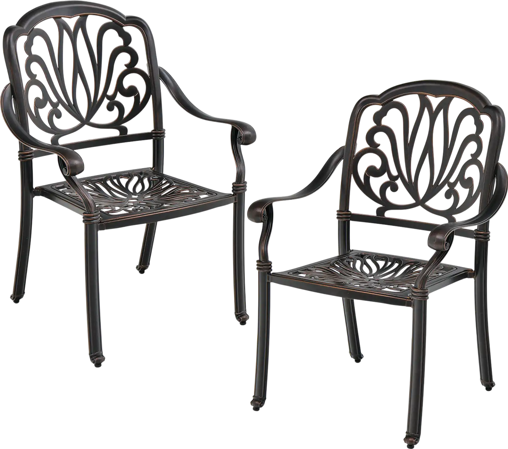 Costway 2-Piece Cast Aluminum Patio Dining Chairs with Armrests 19457283 New