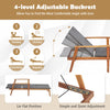 Patio chaise lounge set with 4-level adjustable backrest, solid acacia wood frame, ideal for poolside relaxation.